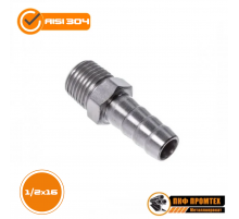 Штуцер шланговый нр 1/2"х16мм AISI304
